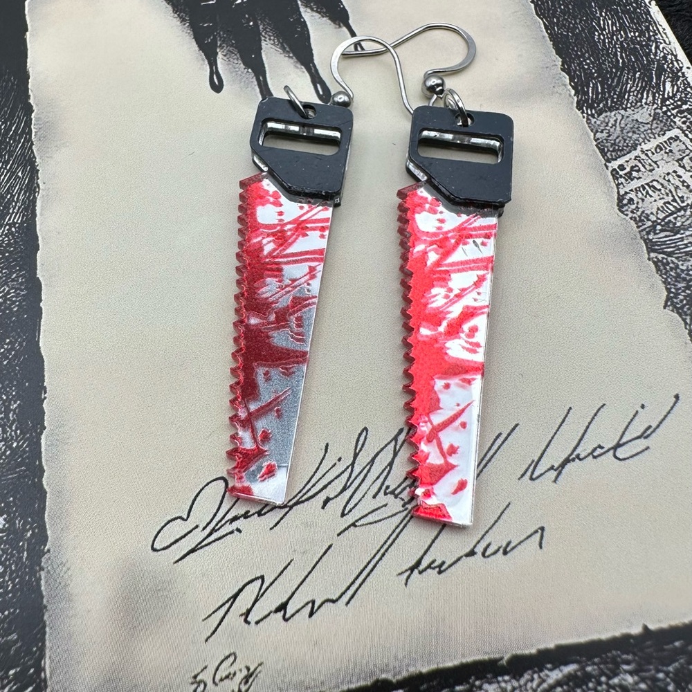 Bloody Weapon Cleaver Earrings Halloween Earrings Horror Movie
